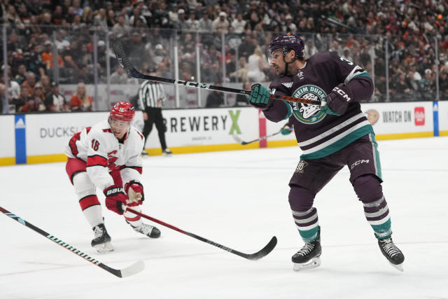 Les joueurs des Anaheim Ducks portent des maillots du 30e anniversaire
